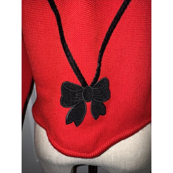 ASTRIFA Vintage Wool Sweater Gestrickte Tracht Germany Bow Red Black Holiday 40 - Picture 5 of 8